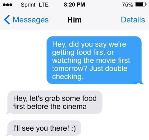 A should him you confirm text date? to How To
